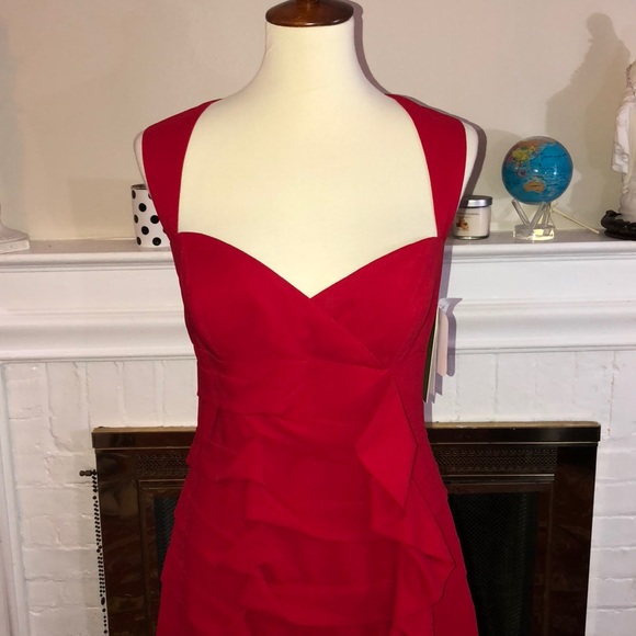 Nicole Miller stretch silk red cocktail dress - Picture 2 of 6